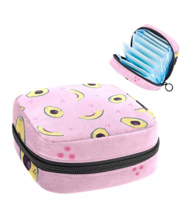 GIAPB Period Bag Sanitary Napkin Storage Bag Period Pouch Travel Makeup Bag Fruit Avocado Pattern Color3017