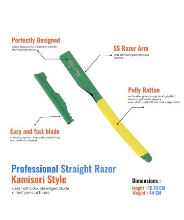 Kamiso Japanese Straight Edge Razor | Premium Barber Razor with 5 Stainless Steel Blades | Men's Freehand Shaving Tool - Buy Online on GoSupps.com