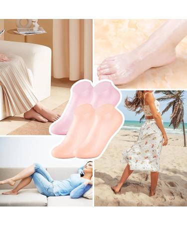 Leogony 2PCS Silicone Moisturising Socks for Women Silicone Gel Foot Socks for Cracked Feet(Pink + Skin Color) - Buy Online on GoSupps.com