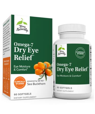 Terry Naturally Omega-7 Dry Eye Relief - 60 Softgels - Eye Moisture & Comfort - Non-GMO Gluten Free - 60 Servings