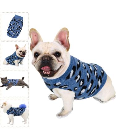 Dog sweater small dog sweater sweaters for cats chihuahua clothing bulldog dog sweater keline medium large cat puppy dog sweater leopard blue xl xl blue