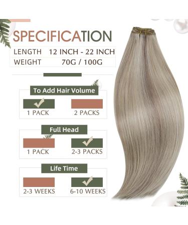 Runature Real Hair Treat Blonde Weft - Dark Ash Blonde & Platinum Blonde Remy Hair Extensions | 100g 55cm (22 inch) #19AP60 - Buy Online on GoSupps.com