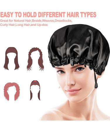 Satin Sleep Cap Set - 2 Adjustable Double-Sided Bonnets for Sleeping (Black, M-XL) - Buy Online on GoSupps.com