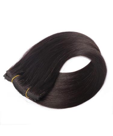 16 Inch Natural Black Clip in Hair Extensions - Real Human Hair Double Weft, Soft Straight, Unprocessed - Premium Quality - Buy Online on GoSupps.com