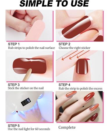 Kalolary 20PCS Nail Gel Polish Strips Full Wraps Nail Polish Stickers Cured Gel Nail Strips Self-Adhesive Gel Nail Wrap Stickers Decals with Nail File and Stick(UV/LED Lamp Required) (NJTZ-NG200266) - Buy Online on GoSupps.com
