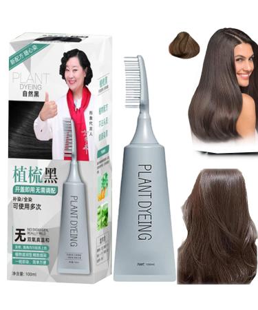 HOUXIANDOU Plant Comb Hair Dye Plant Extract Hair Dye Essence Dye Cream With Comb 100 Gray Coverage Hair Color Black Hair Dye For Men Women Chestnut Brown