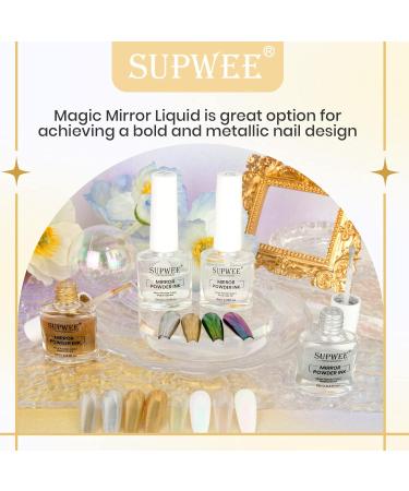 Gold Liquid Chrome Nail Powder 10ML - Mermaid Aurora Metallic Nail Polish | Chameleon Iridescent Pigment for DIY Nail Art | 0.33 Fl Oz (Pack of 1 - Buy Online on GoSupps.com