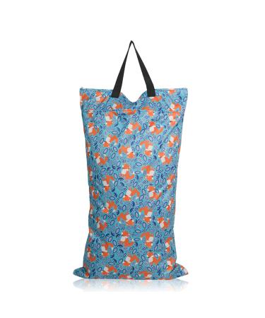 MHwan Wet Bag Waterproof Large Double Zipper Wet Swimsuit Bag Reusable Wet Bags for Babies Suitable for Baby Diaper Gym Beach Pool Wet Bag (Fox) 40x70cm Fox 1