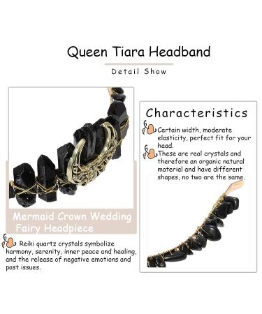 Raw Crystal Quartz Moon Stars Tiara Headband - Boho Bridal Hairband for Women (Black) - Buy Online on GoSupps.com