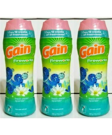 3X Gain Fireworks Fresh Water Sparkle in-Wash Scent Laundry Booster 10 Oz Each !