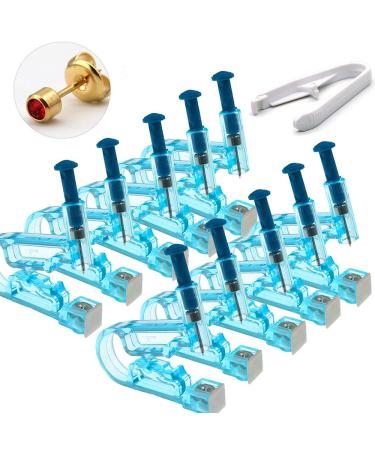 10pcs Disposable Safety Sterile Ear Piercing Gun Unit Tool With Ear Stud Asepsis Pierce Kit (Gold Red)
