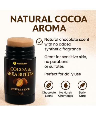 Cocoa and Shea Butter Body Balm Stick Deep Moisture Chocolate Scent for Moisturizing Dry Skin and Feet 50g - Buy Online on GoSupps.com