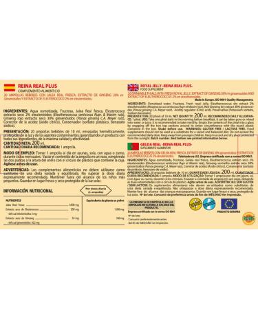 Robis Reina Real Plus - Fresh Gel e Royale for Energy & Vitality | Combat Physical Weakness Stress & Impotence | Korean Red Ginseng | 20 x 10ml Ampoules - Buy Online on GoSupps.com