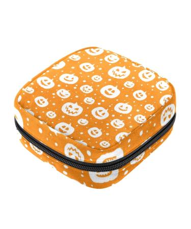 Guantierendiy Halloween Pumpkin Sanitary Napkin Storage Bag Large Capacity Menstrual Cup Pouch Girls Travel Portable Small Makeup Sanitary Pads Organizer Color 4