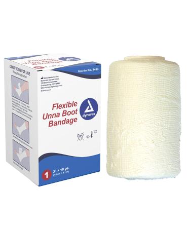 Dynarex Unna Boot Bandage Individually Packaged Provides Customized Compression as Treatment for Leg Ulcers with Zinc Oxide Soft Cast White 3 x 10 yds 1 Unna Boot Bandage