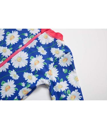 BONVERANO Baby Girls Swimsuit 9-12 Months | Long-Sleeve Zipper One Piece Swimwear | UPF 50+ Sun Protection | Daisy Pattern - Buy Online on GoSupps.com