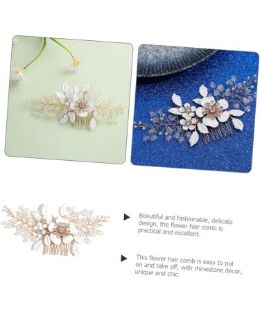 FOMIYES Rhinestone Pearls Accessories Inlaid Hair Side Combs Pearl Bridal Side Comb Rhinestone Hair Accessories Leaf Hair Accessories Flower Decor Metal White Bride Wedding Hair Comb - Buy Online on GoSupps.com