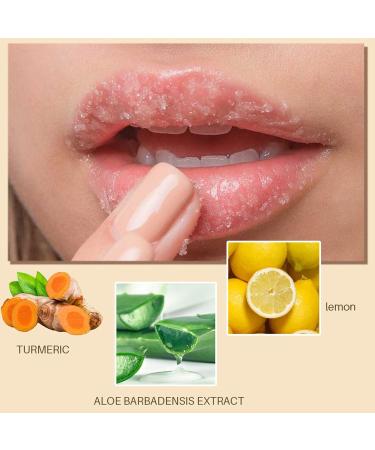 Natural Turmeric Lemon Lip Scrub for Dark Lips Turmeric Lemon Lip Exfoliator Nourishing Sugar Lip Scrub with Aloe Vera Gentle Exfoliant for Dry and Chapped Lips Hydrates & Fade Lip Lines 100g - Buy Online on GoSupps.com