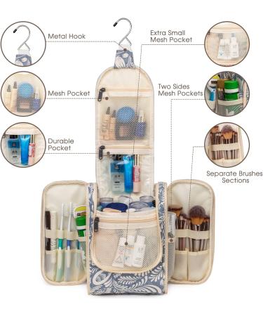 Women's Blue Leaf Travel Toiletry Wash Bag & Cosmetic Organizer (Medium Size) - Buy Online on GoSupps.com
