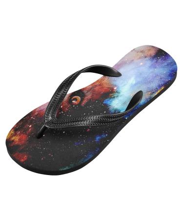 Mnsruu Magical Space Wolf Starry Flip Flops & Slippers for Men & Women | Stylish Travel & Home Sandals - Buy Online on GoSupps.com