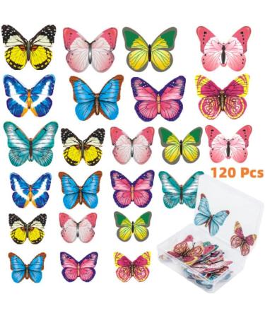120 Pcs Edible Butterfly Birthday Cake Toppers Butterfly Cupcake Toppers Colorful Wafer Paper Butterfly Cake Decorations for Wedding Birthday Baby Shower Party Supplies Food Decoration - Buy Online on GoSupps.com