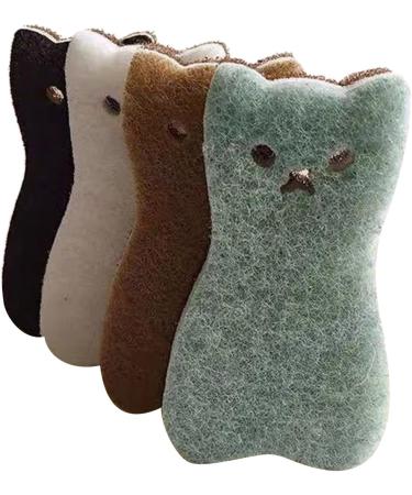 4PCS Cleaning Sponge Lovely Leaning Sponge House Cleaning Wipe Dishwashing Pad Cleaning - Buy Online on GoSupps.com