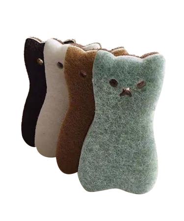 4PCS Cleaning Sponge Lovely Leaning Sponge House Cleaning Wipe Dishwashing Pad Cleaning