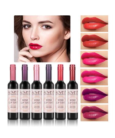 XIDORE 6 Colors Wine Lip Tint Lip Tint Long Lasting Waterproof Lip Tint Set Wine Lipstick Matte  Lip Stain Lip Gloss for Girlfriends  Mom Wife Women