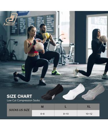Amutost Women's Athletic No Show Socks 5-6 Pairs 8-10 Grey White Black - Cushioned Ankle Footies Low Cut Socks - Buy Online on GoSupps.com