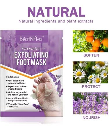 YUNY Foot Peel Mask - 5 Pairs - Exfoliator Peel Off Calluses Dead Skin Callus Remover 100% Natural Ingredients - Get Baby Soft Foot with No Hurt - for Women & Men (Lavender) Multicolor 5 count (Pack of 1) - Buy Online on GoSupps.com