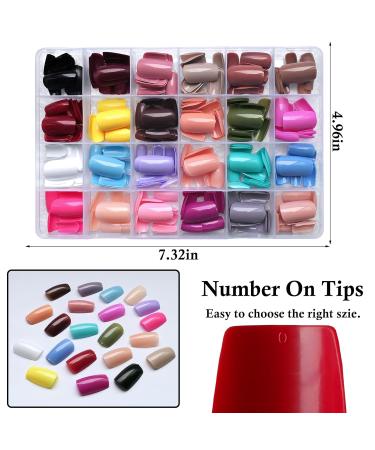 Shop LoveOurHome 576pc Square Press on Nails - Medium Tapered Square Gel Glossy False Nails for Women & Girls - Colored French Acrylic Manicure Tips - Buy Online on GoSupps.com