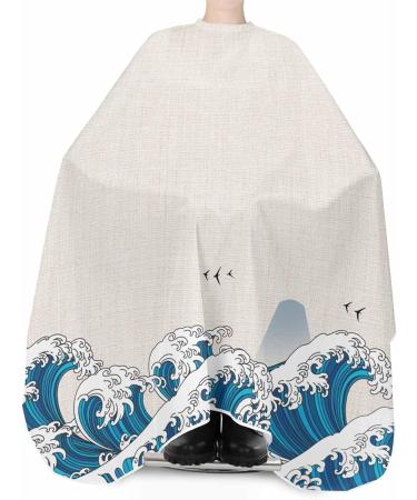 Coastal Waves Barber Cape - Stylish Hair Cutting Cape for All Ages | Adjustable Neckline | Ocean Blue Ombre Design - Buy Online on GoSupps.com
