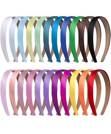 Duufin 22 Pieces Satin Headbands 2cm Plain Headband Non-slip Hair Headband Colorful DIY Headbands for Women and Girls  22 Colors Multicolored - Buy Online on GoSupps.com