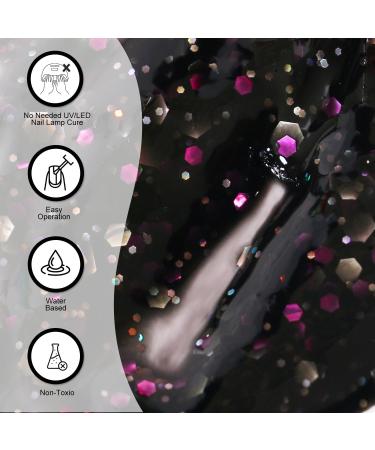 DouborQ Jelly Glitter Nail Polish Black Translucent Long-lasting Sequins Nail Art Varnish (07) Black Glitter-05 - Buy Online on GoSupps.com