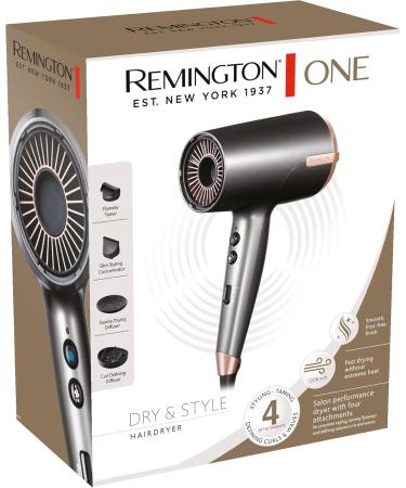 Remington D6077 Hair Dryer 120 km/h Powerful Air Flow 4 Attachments & 8 Settings for Quick Styling - Buy Online on GoSupps.com
