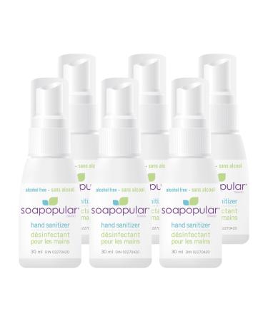 Soapopular Alcohol Free Spray Hand Sanitizer | Hypoallergenic Safer for Kids | 30mL 6-Pack
