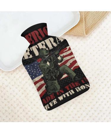America Hot Water Bottle with Plush Cover - Hand Warmer for Adults & Children (26.5x15.3cm) | International Shipping Available - Buy Online on GoSupps.com
