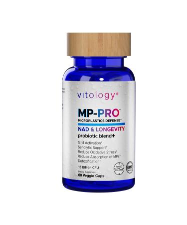 Vitology MP-PRO Microplastics Defense | 15 Billion CFU Probiotic + Antioxidant Blend | NMN, NAC, Glutathione, Resveratrol & Charcoal | Supports Cellular Detox, Longevity & Gut Health 60 Capsules