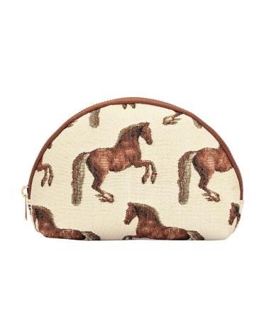 Signare Tapestry cosmetic bag small make-up bag women and toiletry bag women with animal motifs running horse
