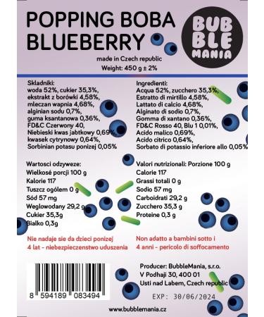 Bubble Mania Bubble Tea Pearls - Vegan & Gluten-Free Popping Boba | Banana & Blueberry Flavor | Ready to Eat Pack of 2 - Buy Online on GoSupps.com