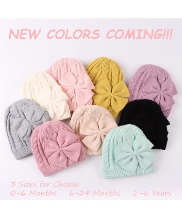 XIAOHAWANG Baby Girl Winter Hat | Cute Bow Knitted Beanie for Infant Toddler Girls 6-24 Months - Pink - Buy Online on GoSupps.com