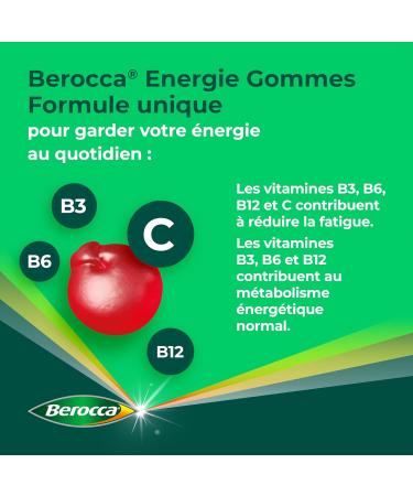 Berocca Energy Gums - Multivitamins Dietary Supplement - Source of Vitamins B* and Vitamin C - Reduction of Fatigue Gives Energy to Every Day - Cherry Flavor - 120 Gummies - Buy Online on GoSupps.com