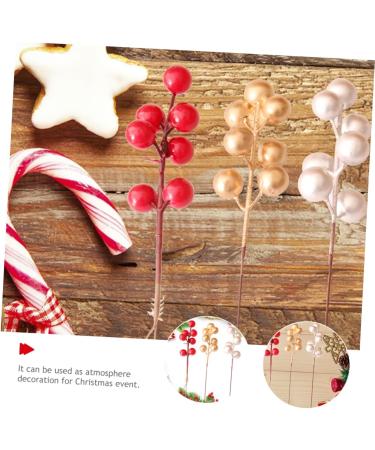 HOMSFOU 20pcs Christmas Fruit Red Berry Picks Faux Red Berry Stems Artificial Holly Stems Tree Decorations Artificial Berry Stem Picks Berries for Christmas Tree Foam Household Accessories Golden 17x3cm - Buy Online on GoSupps.com