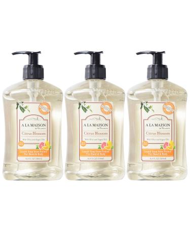 A LA MAISON Citrus Blossom Liquid Hand Soap - Triple French Milled Natural Moisturizing Soap (3 Pack 16.9 oz Bottle) 16.9 Fl Oz (Pack of 3)