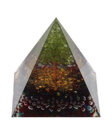 Nature Pulito Orgone Pyramid Peridot Tree of Life & Black Obsidian Healing Crystals Orgonite Pyramids for Meditation Spirituality Metaphysics NP01001-01031 (2. Large 2.36 * 2.36 * 2.36inch)