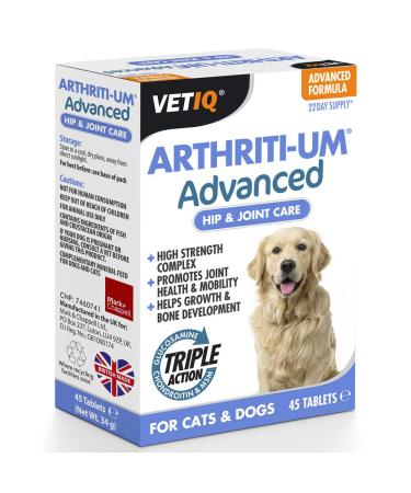 VetIQ Arthriti-Um Advanced Hip & Joint Care 45 Tablets Dog & Cat Supplements Dog Vitamins Promote Joint Health & Mobility with Glucosamine and Chondroitin Helps Pain Relief For Dogs 45 Count (Pack of 1) - Buy Online on GoSupps.com