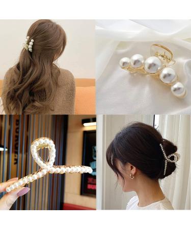 Rongyi 5 Piece Large Hair Clips - Elegant Pearl Slipproof for Thick Hair | Perfect for Weddings Vacations & Parties - Buy Online on GoSupps.com