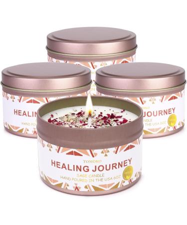 Shop White Sage Candle 4 Pack - 220 Hours Burn Time | Healing Journey with Sage Leaf Rose & Essential Oil - Buy Online on GoSupps.com