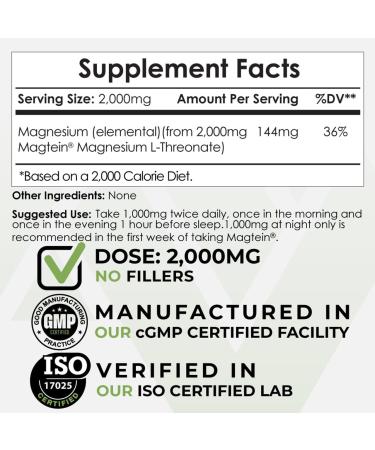 Magtein Magnesium L-Threonate Powder 60g | Natural Nootropic & Mineral Supplement | Supports Heart Health & Cognitive Function | 2.10oz Pack - Buy Online on GoSupps.com