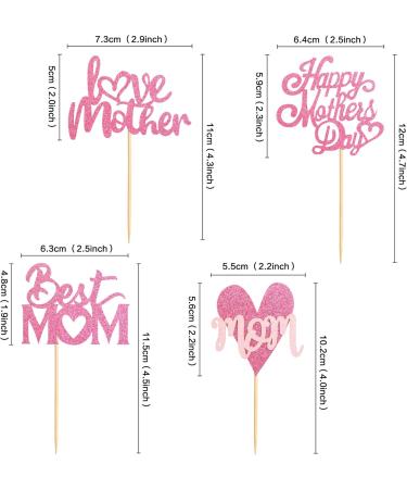 Blumomon 36 Pack Glitter Happy Mother's Day Cupcake Toppers - Pink Mom Picks for Party Decorations & Celebrations - Buy Online on GoSupps.com